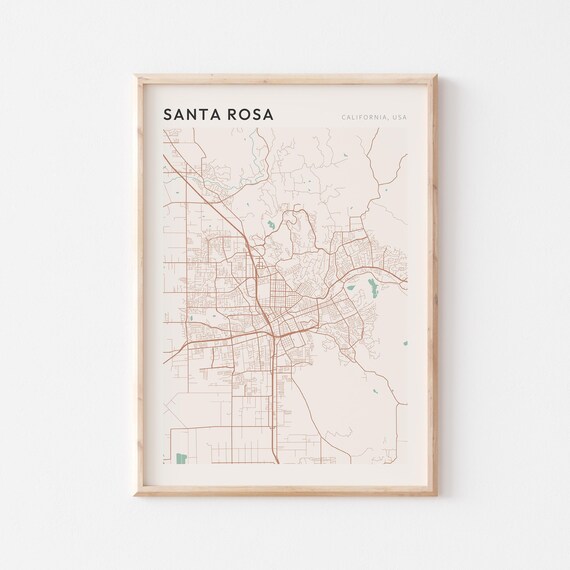 Santa Rosa California Minimalist City Street Map Wall Decor Poster