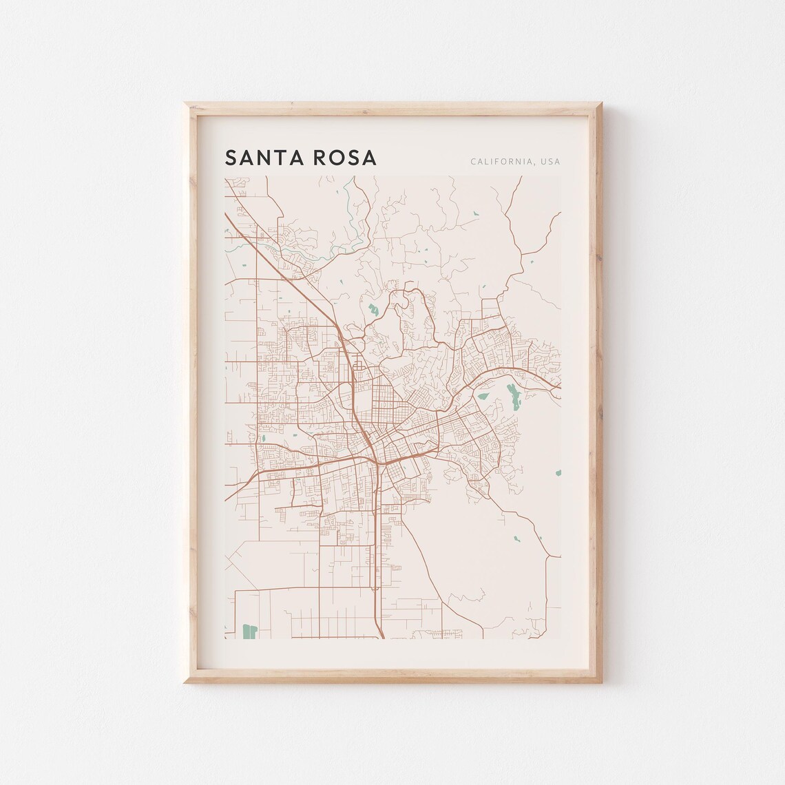 Santa Rosa Map Poster Santa Rosa Print Santa Rosa Poster Santa Rosa Wall Art California Travel Gift Farmhouse Wall Decor Travel Art