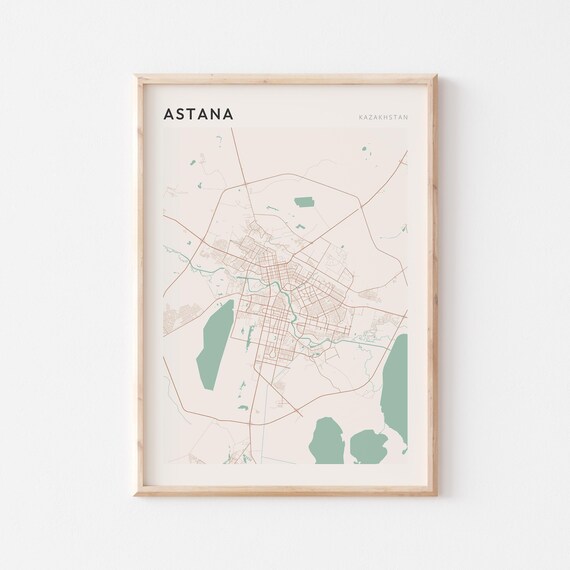 Astana Map Poster Print Wall Art Kazakhstan Travel Gift Farmhouse