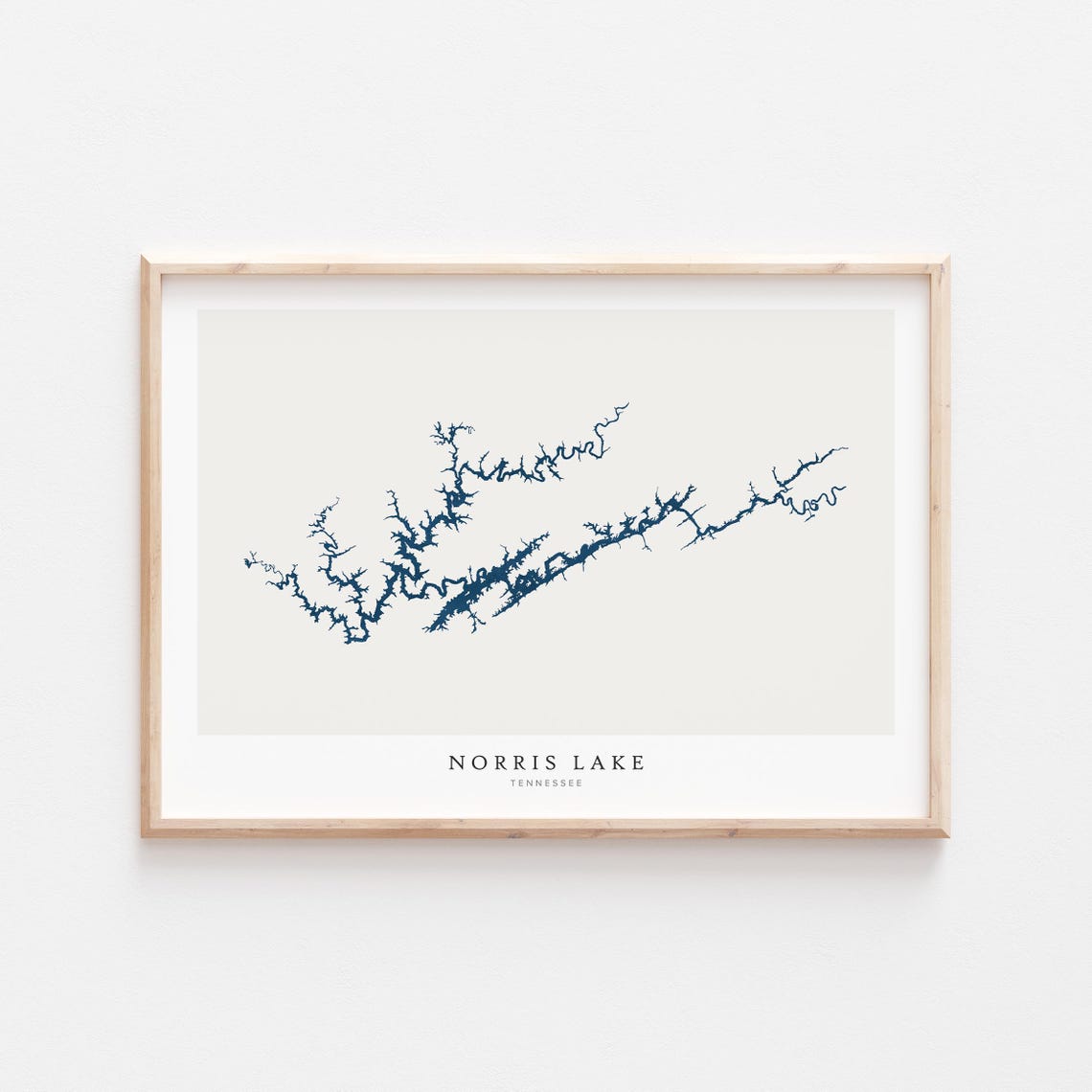 Norris Lake Tennessee Navy Blue Lake Map Silhouette Art Poster