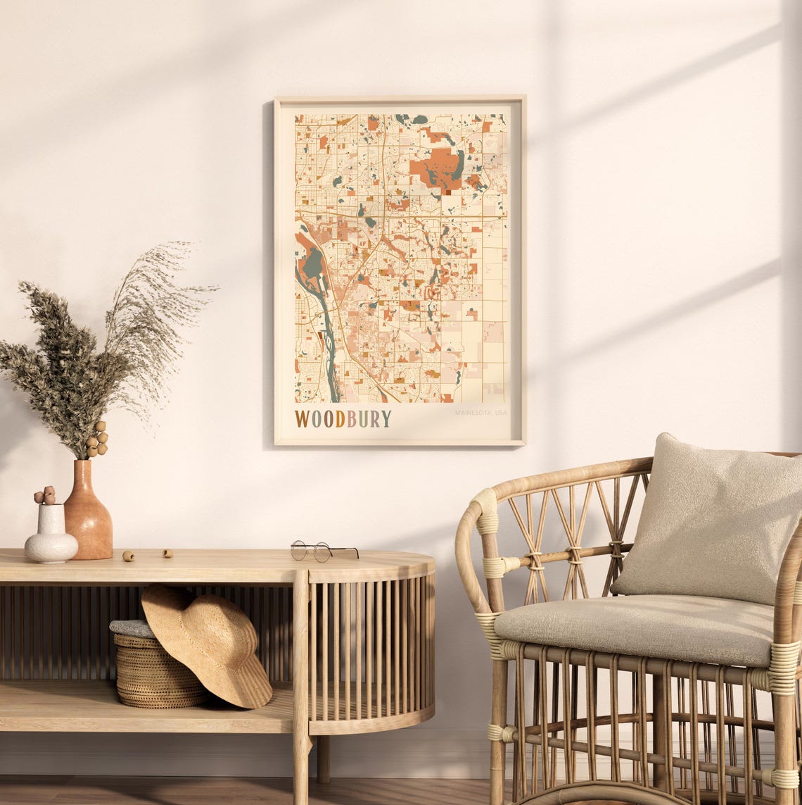 Woodbury Minnesota Scandinavian Boho City Map Wall Decor Poster - Image 2
