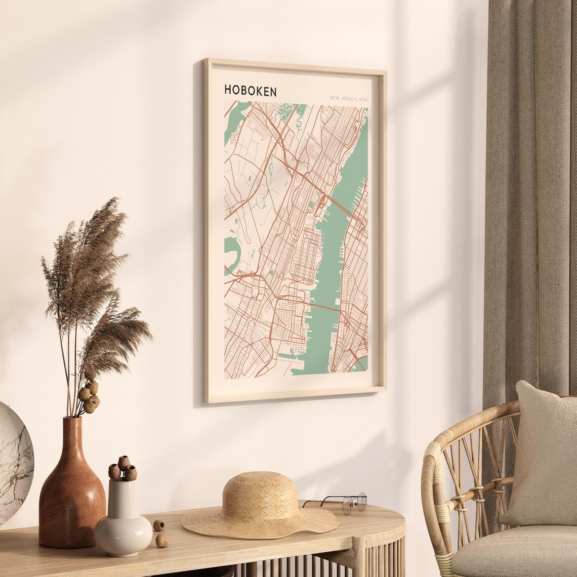 Hoboken Map Travel Poster, Minimalist New Jersey Print - Image 3