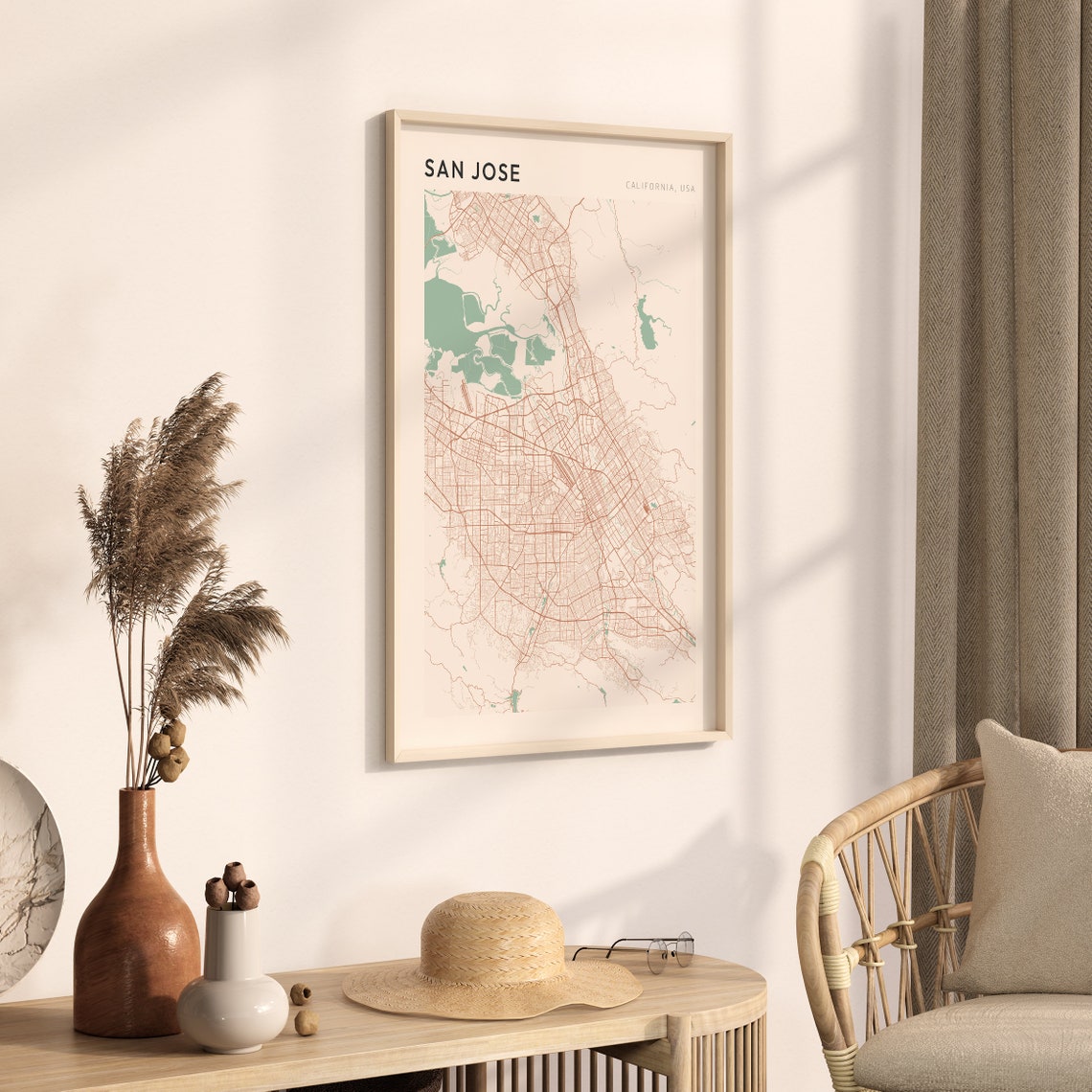 San Jose California Minimalist City Street Map Travel Poster - Image 3