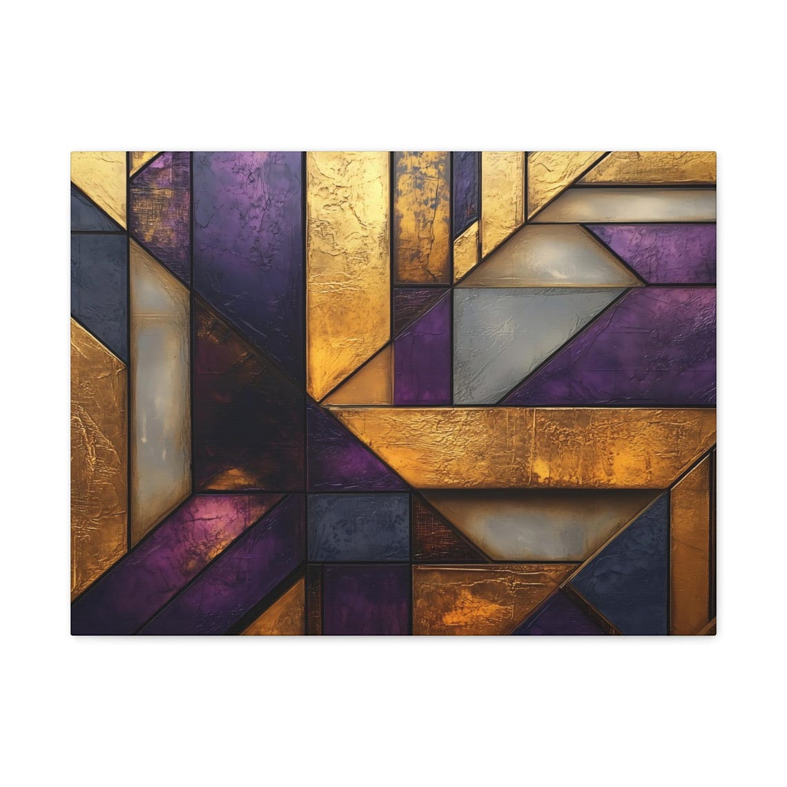 Purple Gold And Silver Geometric Deco Mosaic Fragment Wall Art - Image 2