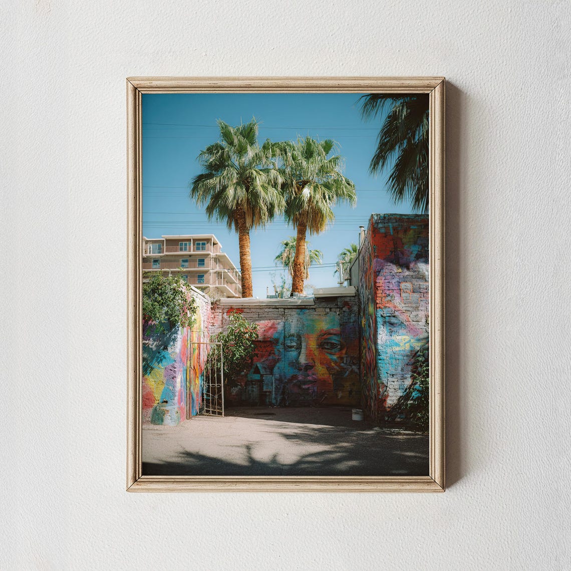 Palm Tree Alley Graffiti Art Print Urban Mural Photography