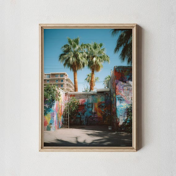 Palm Tree Alley Graffiti Art Print Urban Mural Photography