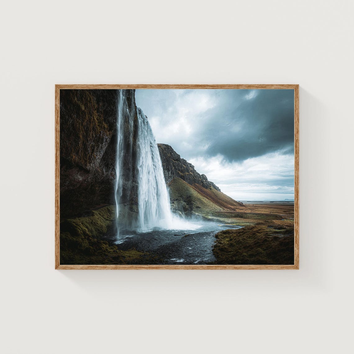 Seljalandsfoss Waterfall Iceland Misty Cliff Cascade Photo Poster