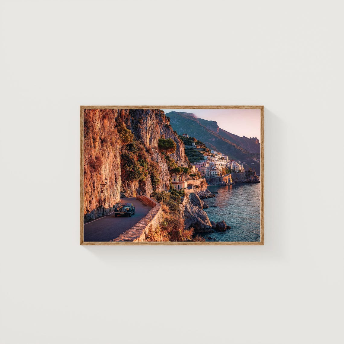 Amalfi Coast Sunset Coastal Road Cliffside Village Golden Sea Wall Art