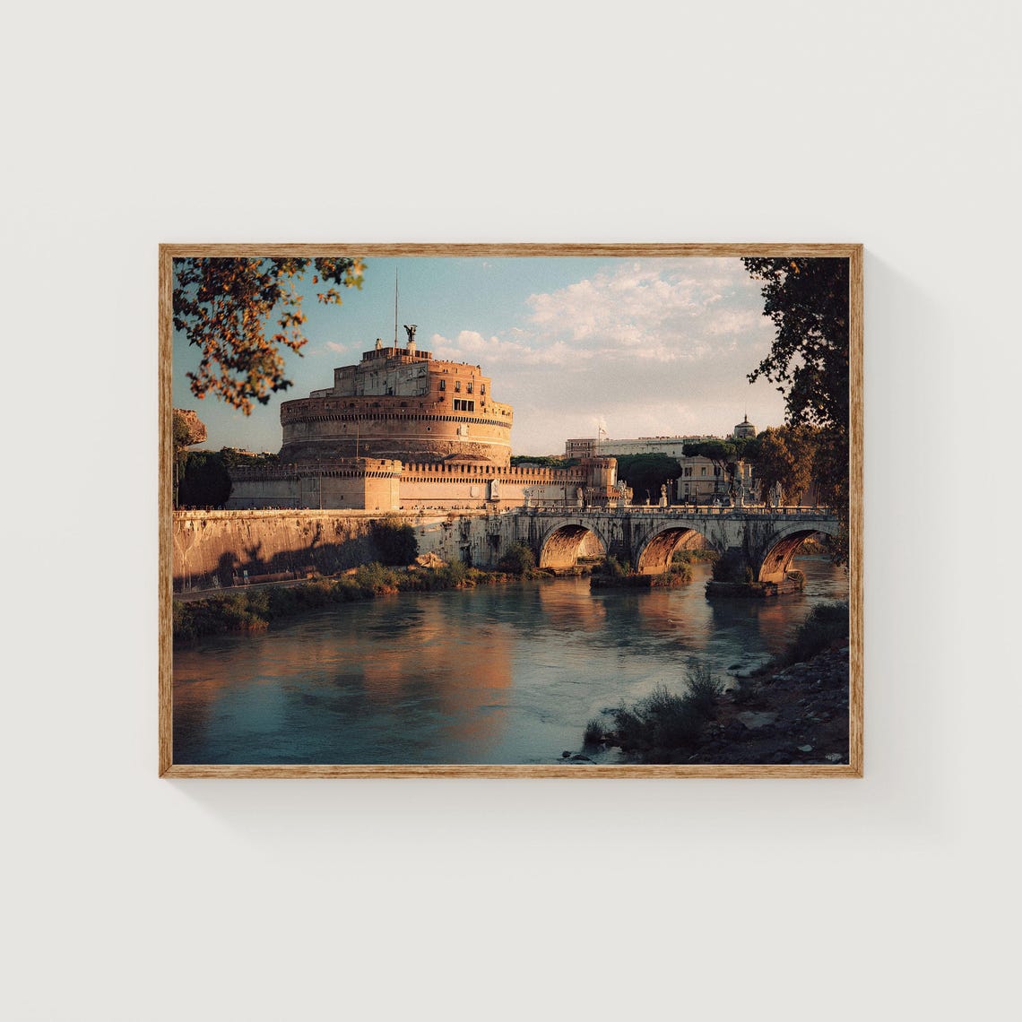 Castel Sant Angelo Rome Golden Hour Tiber River Travel Poster