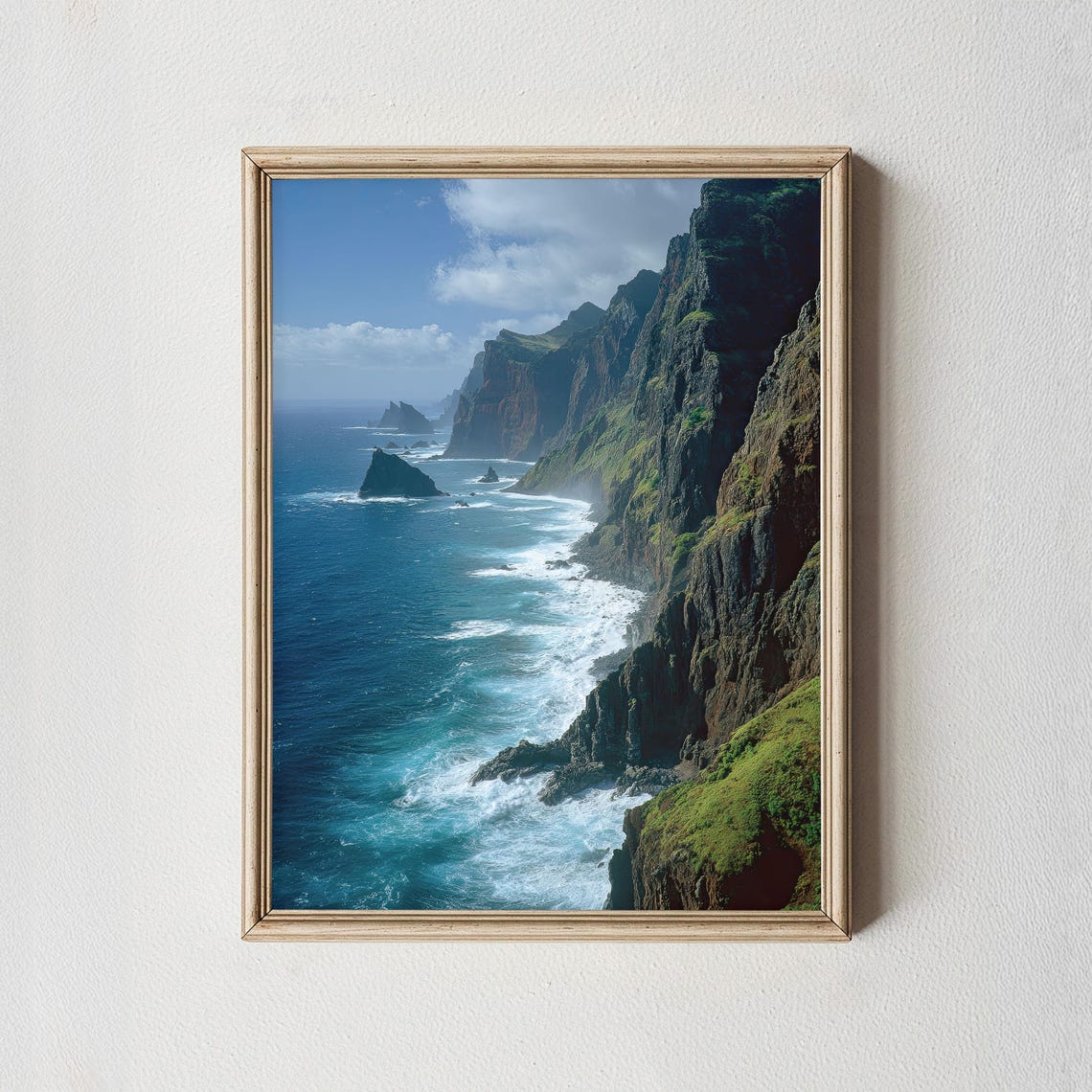 Breathtaking Madeira Atlantic Sea Cliff Crashing Waves Wall Art