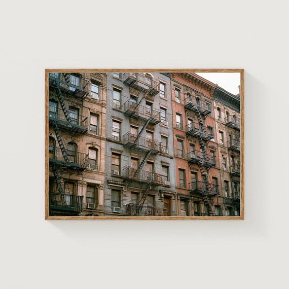 City Apartment Fire Escape Facades Weathered Brick Photo Art Print