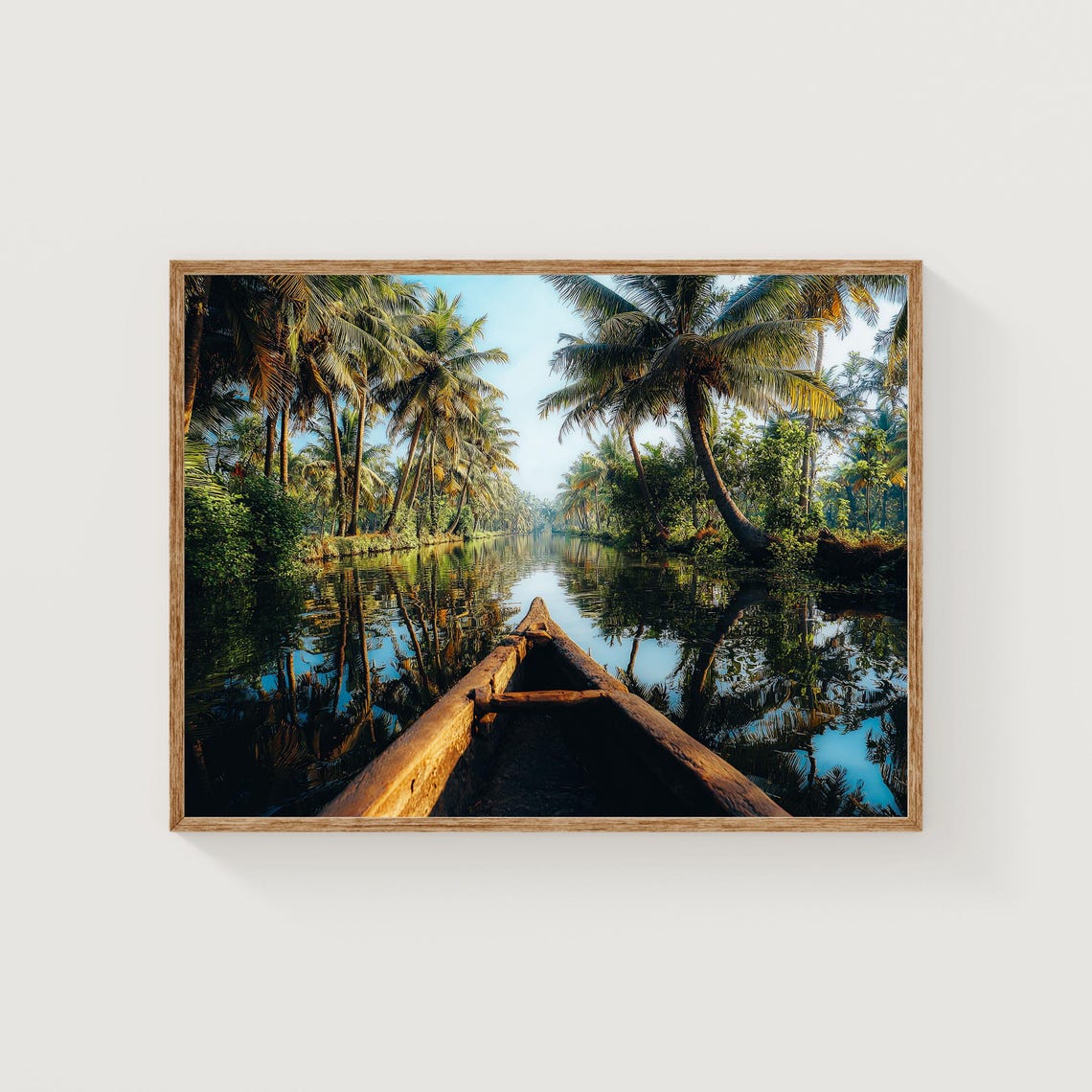 Kerala Backwaters Canoe Ride Palm Reflections Photography Poster