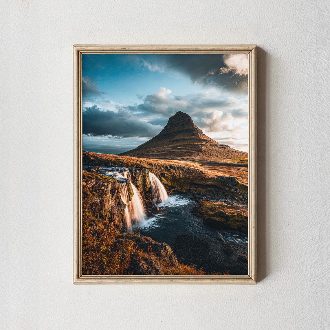 Kirkjufell Iceland Mountain Waterfall Dramatic Landscape Photo Poster