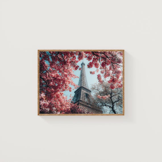 Eiffel Tower Print Cherry Blossom Spring In Paris Photography