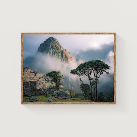 Machu Picchu Art Print Misty Mountain Peru Travel Photography