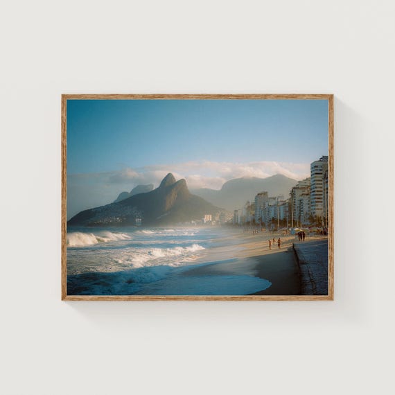 Ipanema Beach Sunset Print Rio De Janeiro Coastal Art