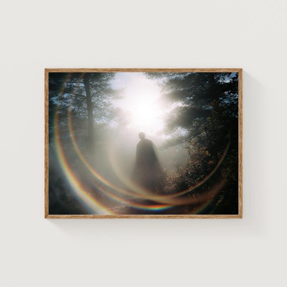 Mystic Forest Print Lens Flare Atmospheric Nature Wall Art