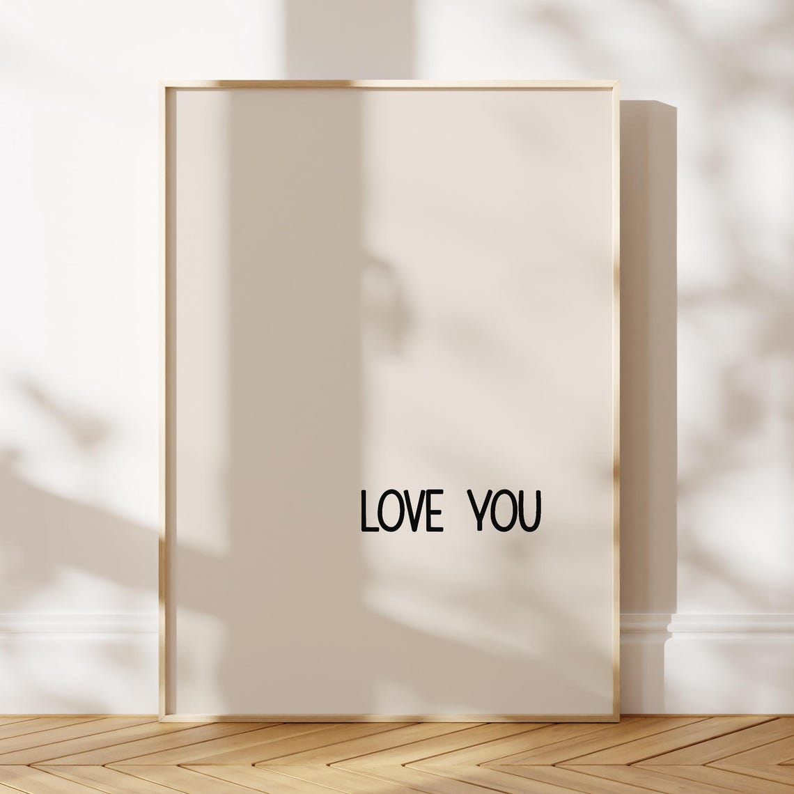 Love You Minimalist Black Typography On Beige Neutral Poster