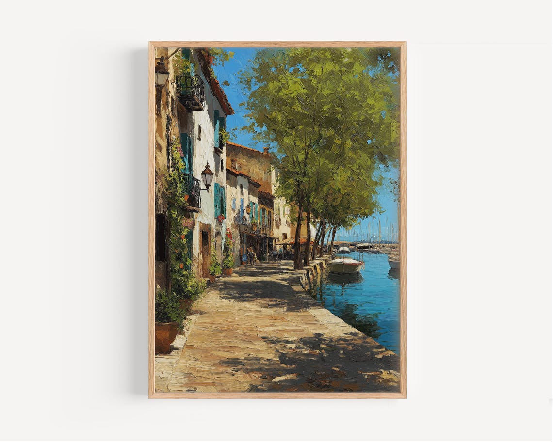 La Ciotat Oil Painting France Wall Art Poster Or Canvas Print French Riviera Travel Gift Mediterranean Paint Style