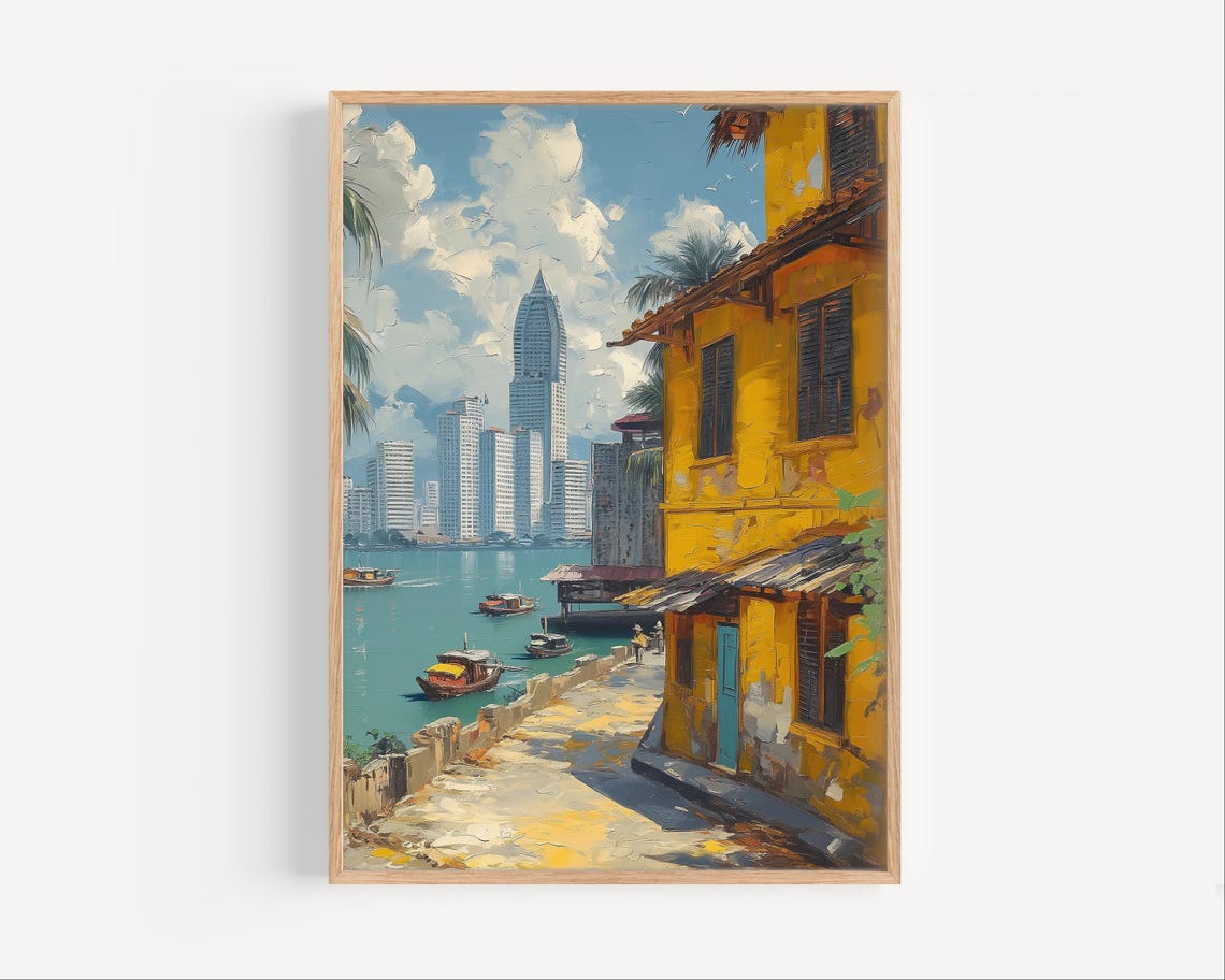 Manila Philippines Oil Painting South East Asia Wall Art Poster Or Canvas Print Asian Tropical City Travel Gift Paint Style