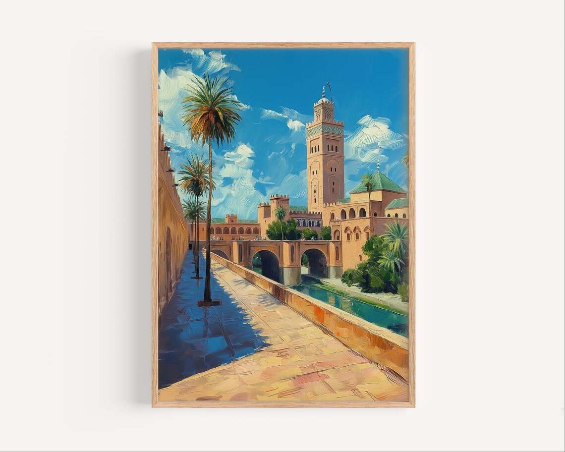 Marrakesh Morocco Oil Painting, African Decor