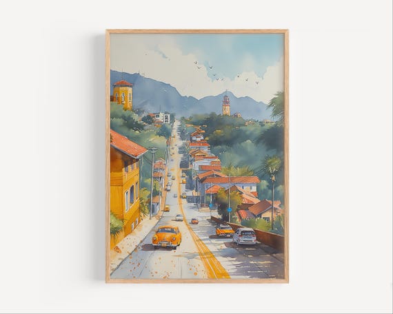 Tegucigalpa Honduras Watercolor Painting Central America Capital Retro Style Wall Art Poster Or Canvas Print Travel Gift