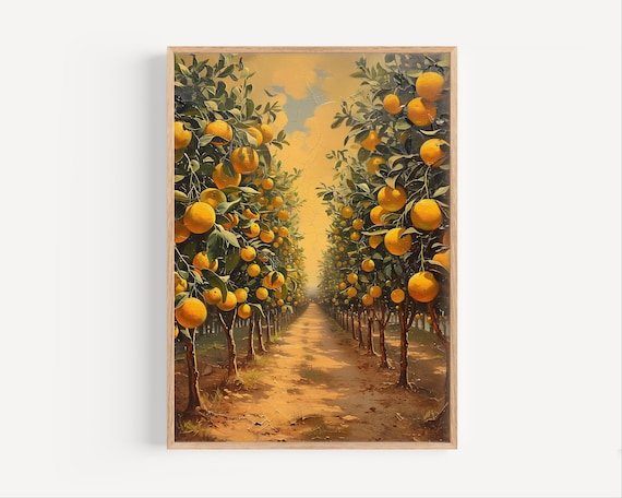 Florida Orange Grove Retro Oil Painting Vintage Citrus Farm Poster