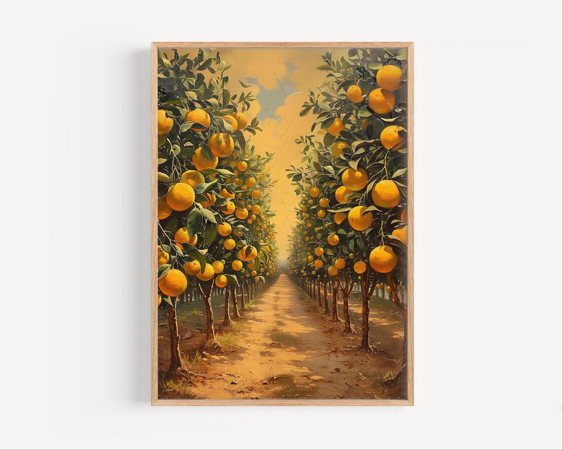 Florida Orange Grove Retro Oil Painting Vintage Citrus Farm Poster