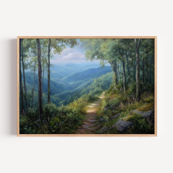 Appalachian Trail Forest Path Blue Mountains Oil Painting Nature Poster