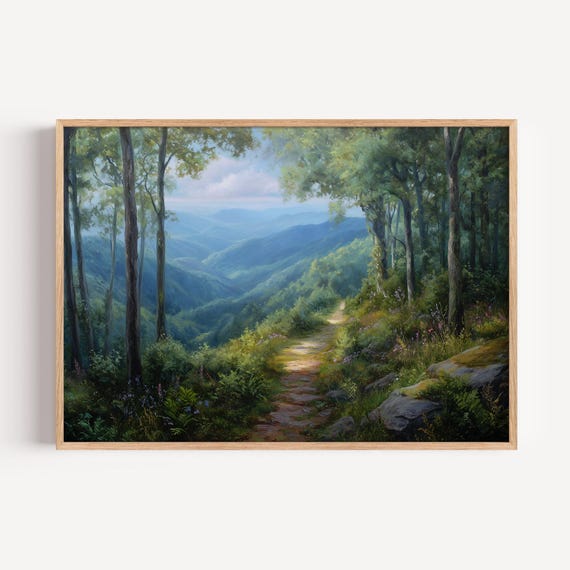 Appalachian Trail Landscape Oil Painting Print Appalachia Poster Or Canvas Paint Style Wall Art Gift For Hiker Usa Nature Decor