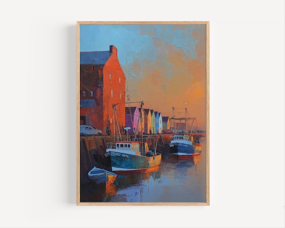 Wells-next-the-Sea Harbor Fishing Boats Sunset English Wall Art