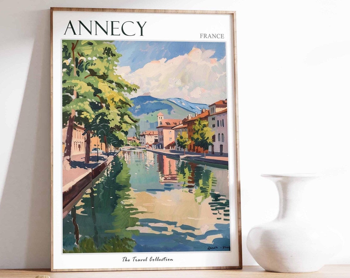 Annecy Poster France Travel Print French Decor Europe Travel Poster Annecy Wall Art European Decor Annecy Gift Annecy Travel Poster