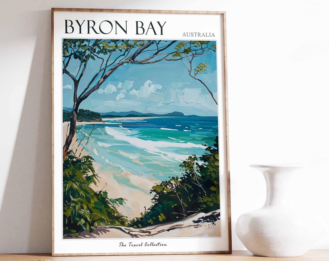 Byron Bay Poster Australia Travel Print Australian Decor Oceania Travel Poster Byron Bay Wall Art Sea Print Byron Bay Travel Poster