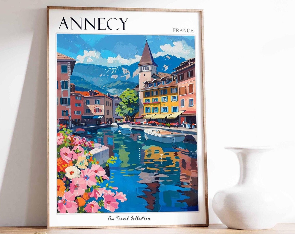 Annecy Poster France Travel Print French Decor Europe Travel Poster Annecy Wall Art European Decor Annecy Gift Annecy Travel Poster