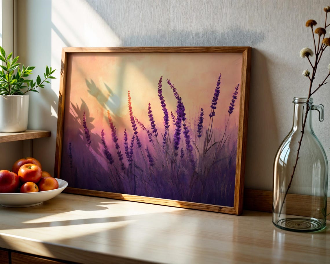Lavender Field Purple Sunset Nature Botanical Calming Art Poster - Image 5