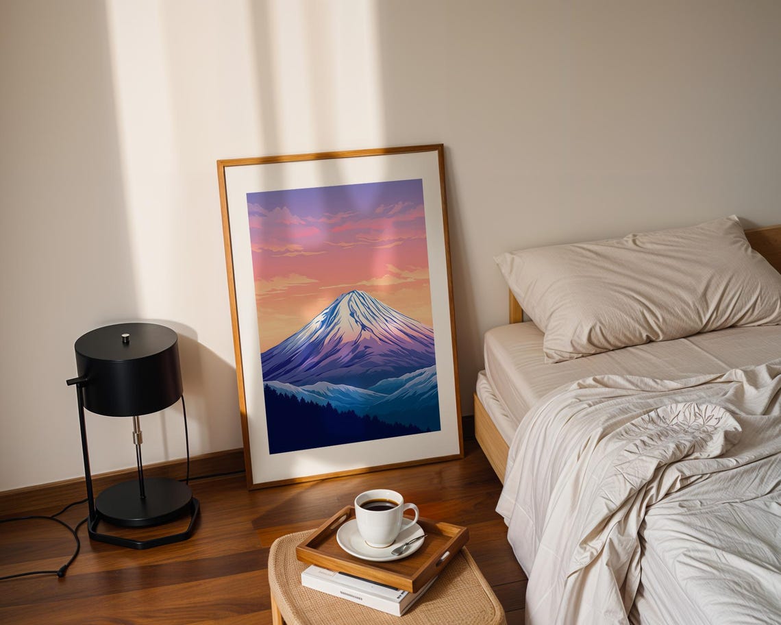 Mount Fuji Sunset Gradient Illustration Japan Travel Art Poster - Image 2