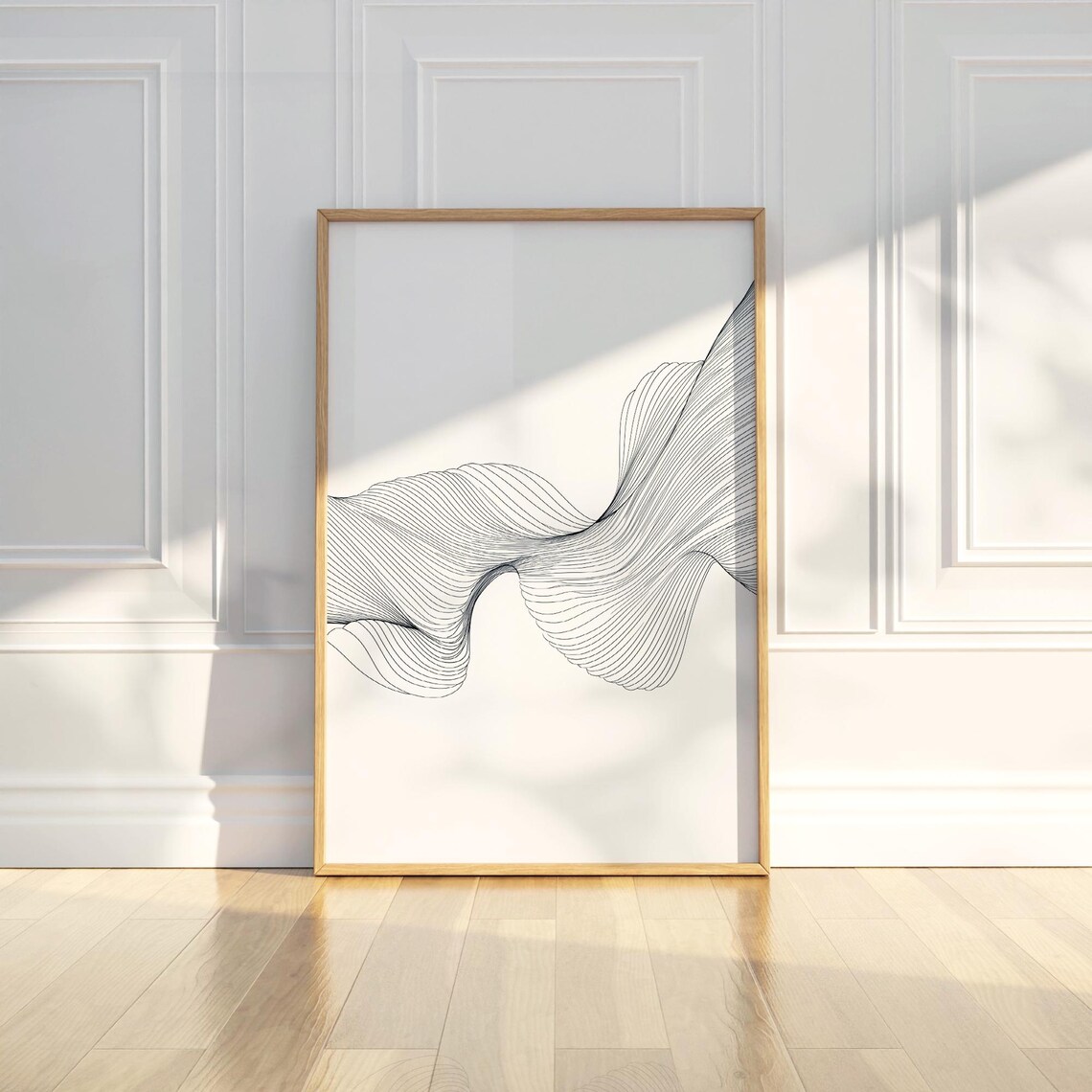 Abstract Flowing Line Wave Art Poster for Minimalist Living Rooms