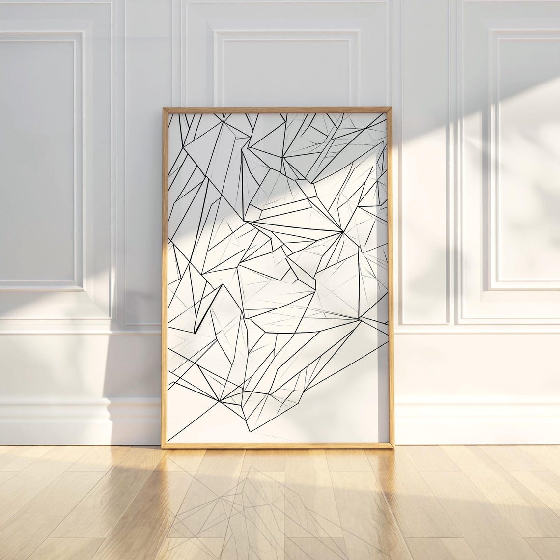 Geometric Black Line Abstract Angular Modern Art Drawing Poster