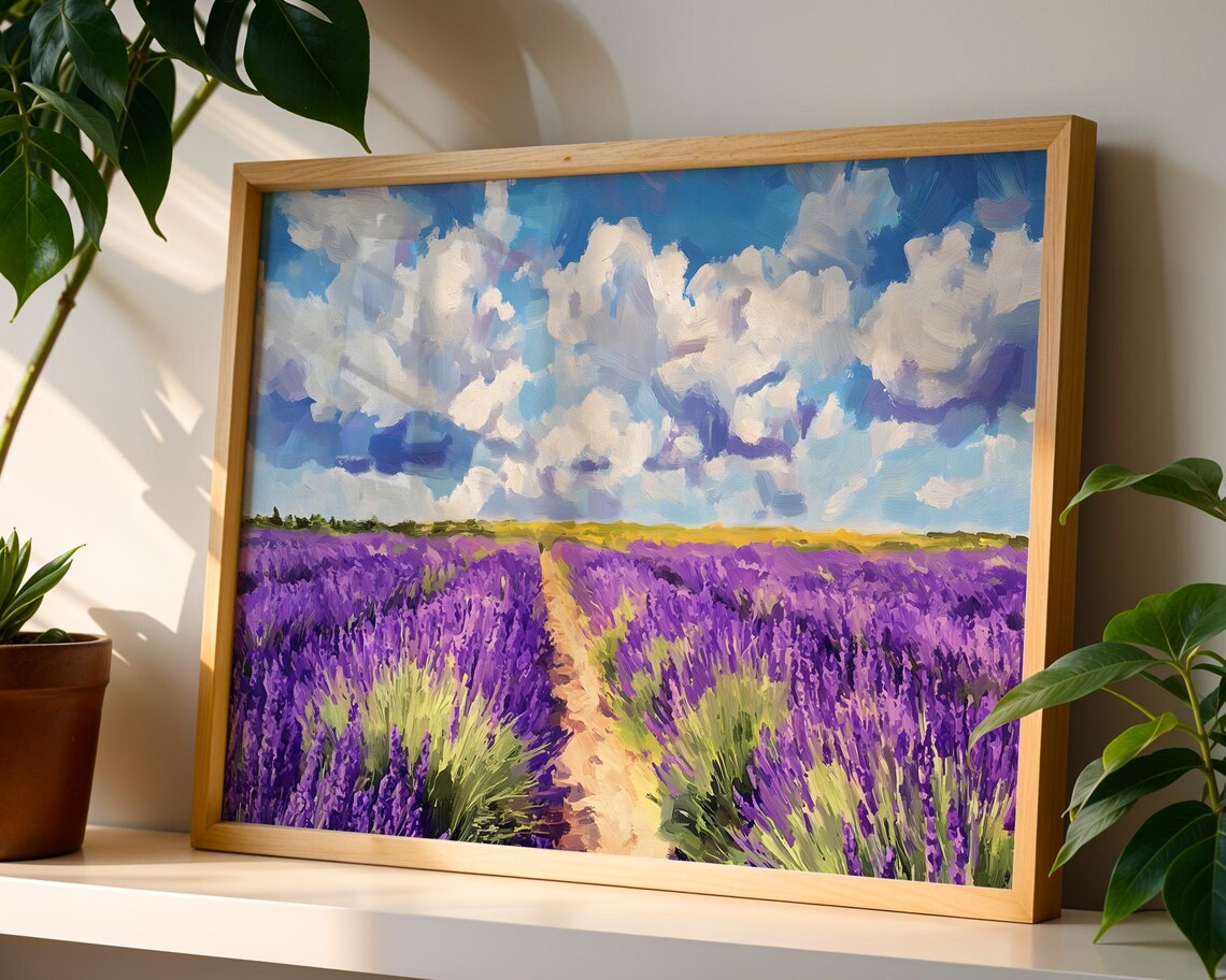 Winding Lavender Field Country Path Purple Floral Landscape Poster - Image 5