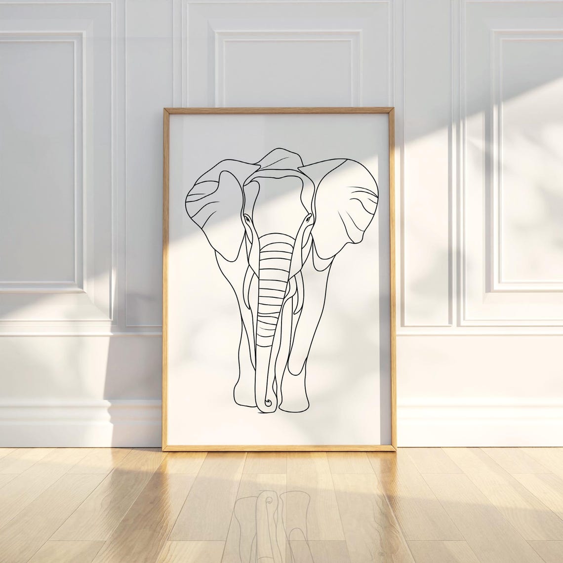 Abstract Minimalist Elephant Animal Line Art Pencil Sketch Drawing Wall Print Poster Modern Simple Home Decor