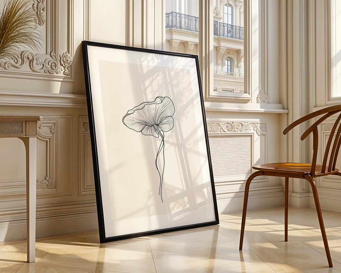 Fan Leaf Botanical Single Line Drawing Minimalist Nature Wall Art - Image 4