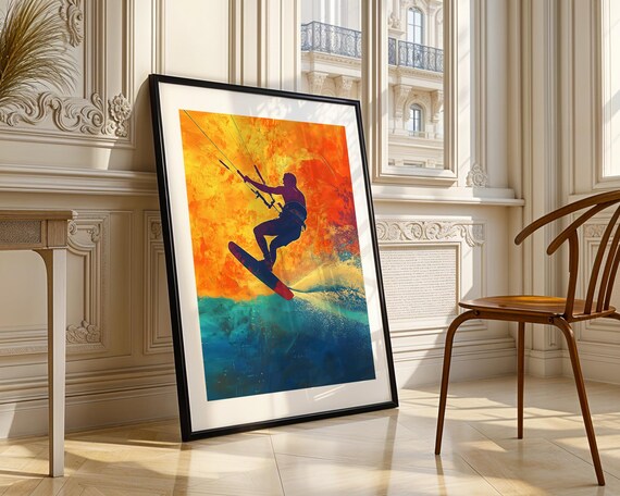 Kite Surfing Water Sport Beach Art Trendy Wall Room Decor Sports Prints Ocean Sporting Print