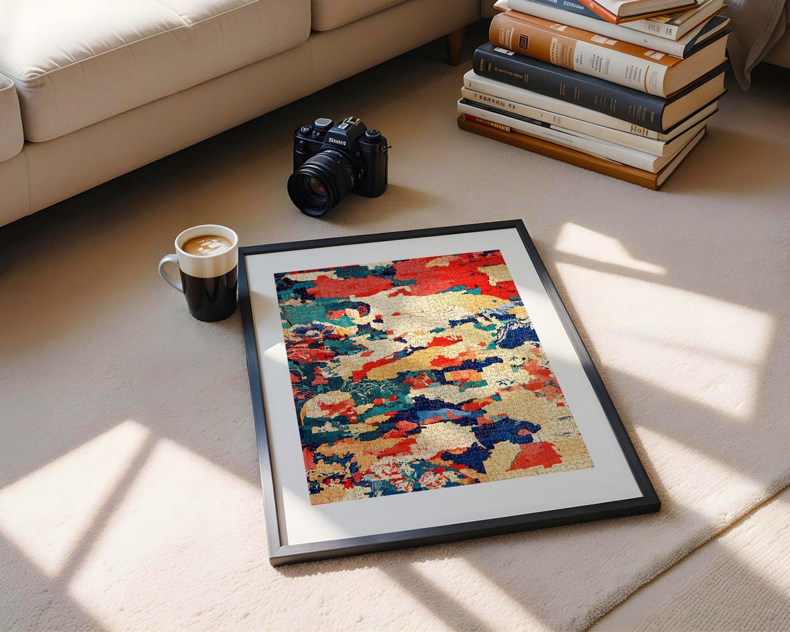 Abstract Floral Jigsaw Puzzle Art Colorful Modern Wall Poster - Image 5