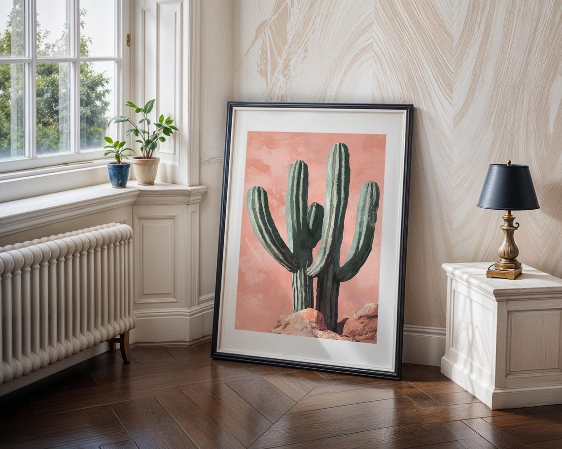 Saguaro Cactus Pink Background Botanical Art Modern Desert Poster - Image 4