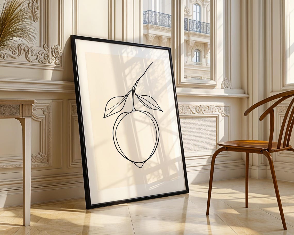 Fresh Lemon Fruit Line Art Minimalist Citrus Kitchen Decor Poster - Image 3