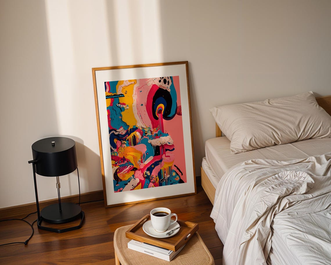 Vibrant Neon Fluid Abstract Drip Painting Modern Wall Poster - Image 2