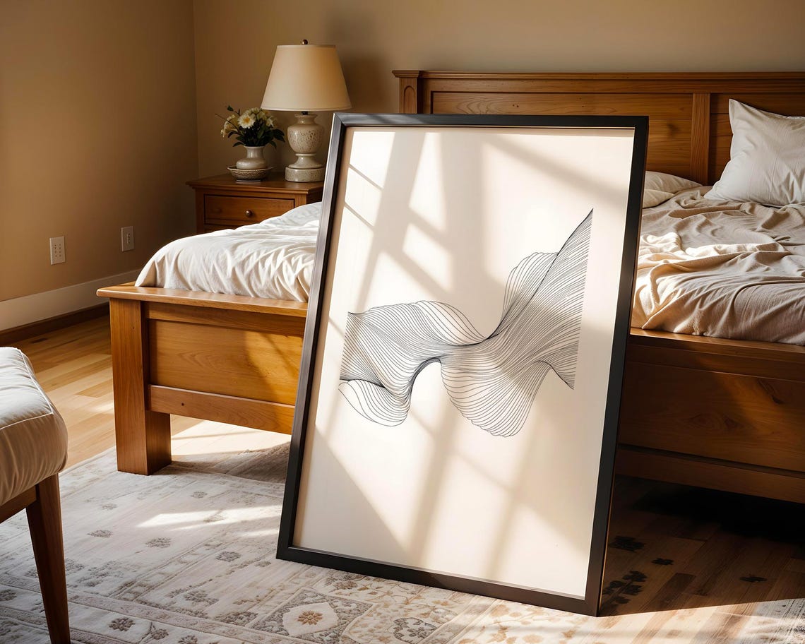 Abstract Flowing Line Wave Art Poster for Minimalist Living Rooms - Image 4