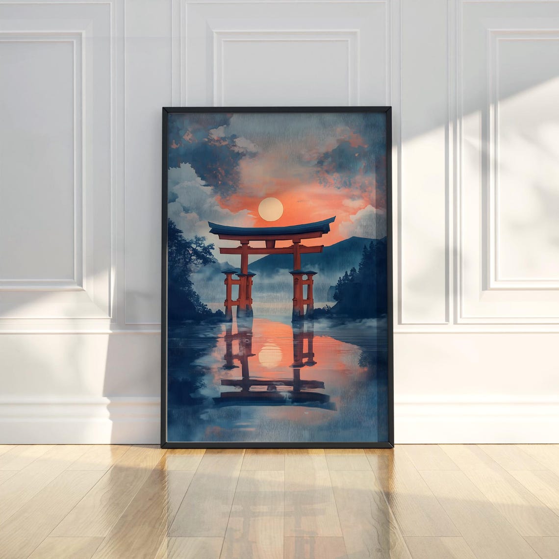 Itsukushima Shrine Torii Gate Sunset Reflection Japan Art Poster