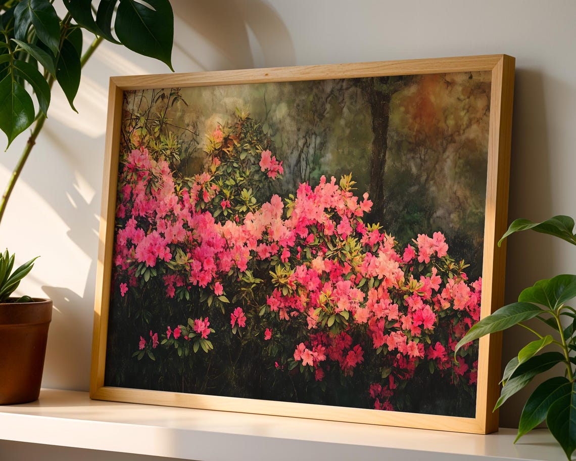 Pink Azalea Bush Garden Bloom Nature Art Spring Flower Poster - Image 5