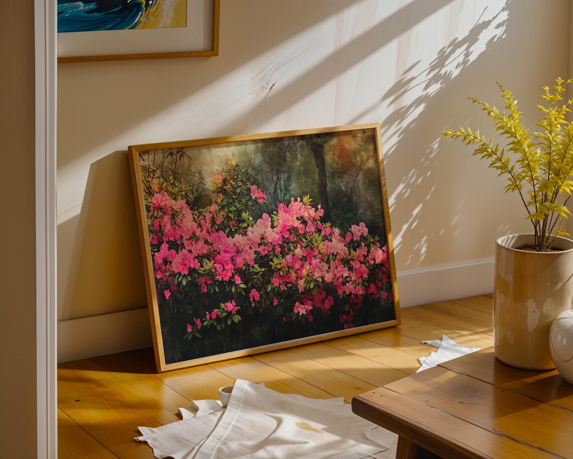 Pink Azalea Bush Garden Bloom Nature Art Spring Flower Poster - Image 3